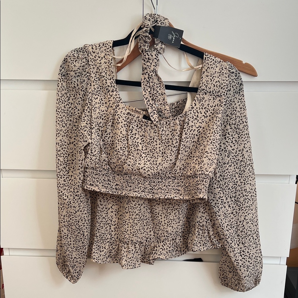 Leopard Print Women's Set with Skirt and Wrist Band Size S